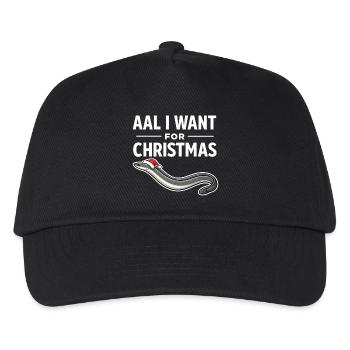 Aal I Want For Christmas – Lustiges Aal Shirt - Kinder Basecap - Schwarz - Vorne