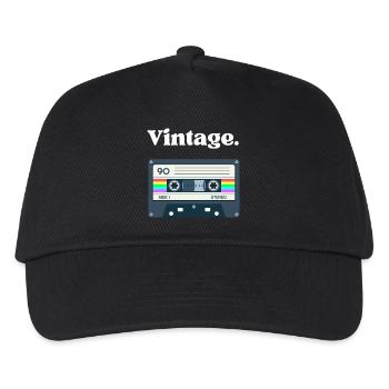 Retro-Vintage-Kassette – Nostalgie-Design - Kinder Basecap - Schwarz - Vorne