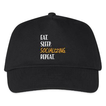 EAT SLEEP SOCIALIZING Be sociable Networking - Kids’ Baseball Cap - black - Front