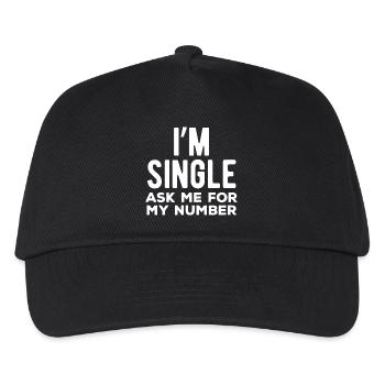 Ich bin Single Frag mich nach meiner Nummer - Kinder Basecap - Schwarz - Vorne
