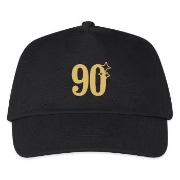 90. Geburtstag 90 Jahre Jubiläum Gold Sternchen - Kinder Basecap - Schwarz - Vorne