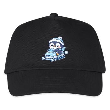 Penguin Snow Sled Magic - Kids’ Baseball Cap - black - Front