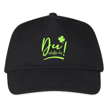 Du schaffst das! Glücksbringer Mutmacher neon - Kinder Basecap - Schwarz - Vorne
