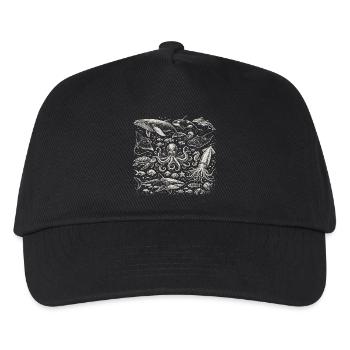 Vintage Ocean: Sea Animal Engraving - Kids’ Baseball Cap - black - Front