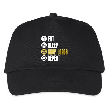 Essen, schlafen, abwerfen, laden, wiederholen, lustiger Trucker. - Kinder Basecap - Schwarz - Vorne