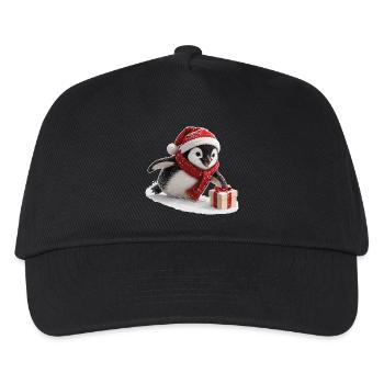 Weihnachts Pinguin - Kinder Basecap - Schwarz - Vorne