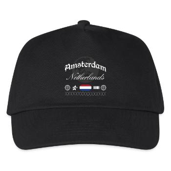 Amsterdam Niederlande Streetwear Reise Souvenir - Kinder Basecap - Schwarz - Vorne