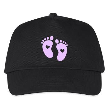 Empreinte de bébé Pattes en Cœur Délicate - Casquette de baseball Enfant - noir - Devant