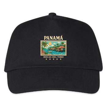 Panama Bocas del Toro Vintage Reisemarke - Kinder Basecap - Schwarz - Vorne