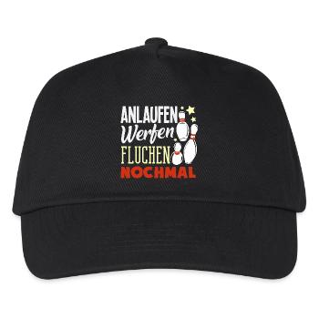 Anlaufen Werfen Fluchen Bowling - Kinder Basecap - Schwarz - Vorne