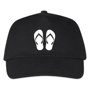 Flipflops_weiss_Sommer_Strand_Urlaub_Geschenk - Kinder Basecap - Schwarz - Vorne