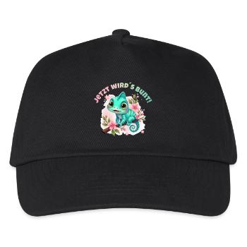 Now it's getting colorful - Cute watercolor chameleon - Kids’ Baseball Cap - black - Front