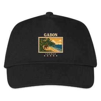 Gabun Loango Vintage Reisemarke - Kinder Basecap - Schwarz - Vorne