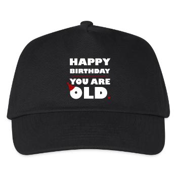 HERZLICHEN GLÜCKWUNSCH ZUM GEBURTSTAG, DU BIST ALT – WEISS - Kinder Basecap - Schwarz - Vorne