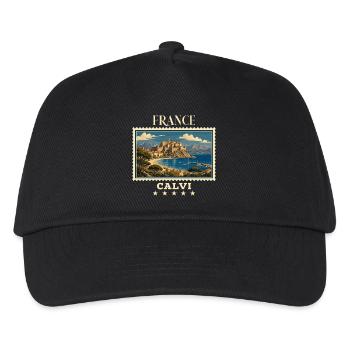 Frankreich Calvi Vintage Reisemarke - Kinder Basecap - Schwarz - Vorne
