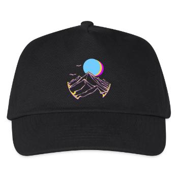 Neon Mountains Moon Sun Geometric Peaks - Kids’ Baseball Cap - black - Front