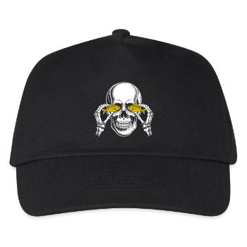 Skull with yellow fish eyes - Kids’ Baseball Cap - black - Front