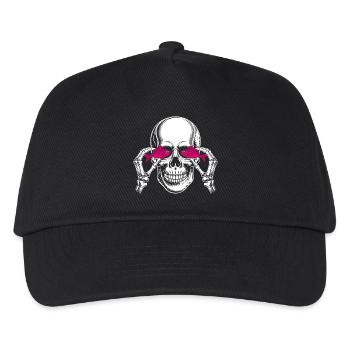 Skull with Pink Fish - Kids’ Baseball Cap - black - Front