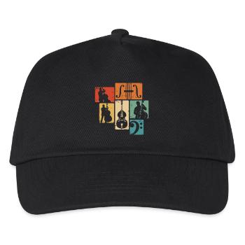Kontrabass Orchester Bass Musiker Jazz Bassist - Kinder Basecap - Schwarz - Vorne