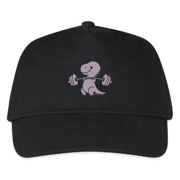 T-Rex mit Hantel Workout - Kinder Basecap - Schwarz - Vorne