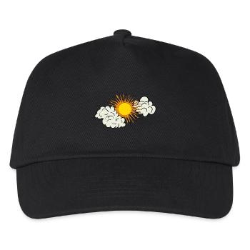 Sonne Wolken Retrostyle - Kinder Basecap - Schwarz - Vorne