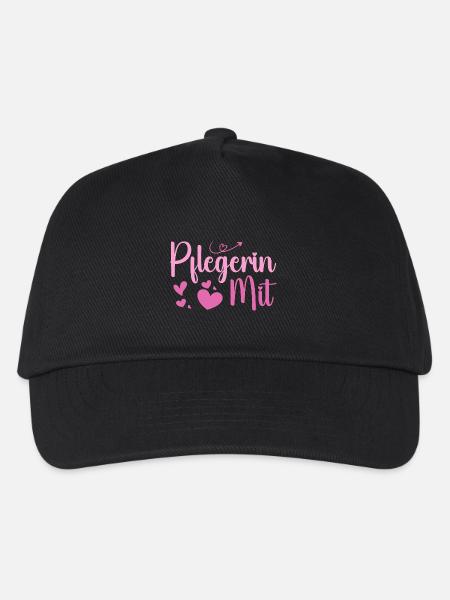 Pflegerin - Herz Symbol - Pflegefachfrau - DANKE - Kinder Basecap - Schwarz