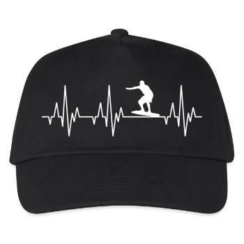 Herzschlag Surfing Surfer Surfboard Wellenreiten - Kinder Basecap - Schwarz - Vorne
