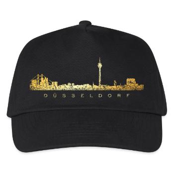 Düsseldorfer Skyline Düsseldorf (Vintage Goldgelb) - Kinder Basecap - Schwarz - Vorne