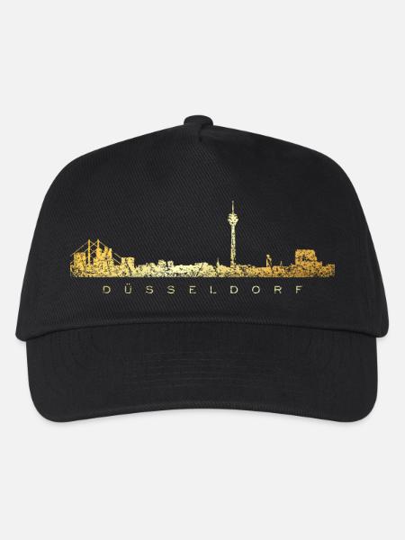 Düsseldorfer Skyline Düsseldorf (Vintage Goldgelb) - Kinder Basecap - Schwarz