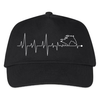 Galloping Heartbeat Horse Silhouette - Kids’ Baseball Cap - black - Front