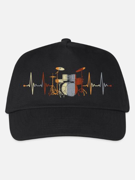 Schlagzeug Schlagzeuger Drummer Herzschlag - Kinder Basecap - Schwarz