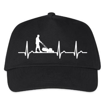 ECG curve - heart curve - pulse - lawn mower garden - Kids’ Baseball Cap - black - Front