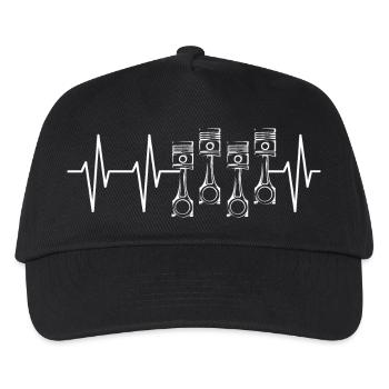 Heartbeat Piston Tuning Tuner Cars Engine Graphics - Kids’ Baseball Cap - black - Front