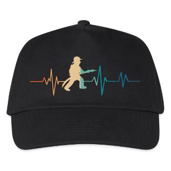 Retro Firefighter Heartbeat - Kids’ Baseball Cap - black - Front