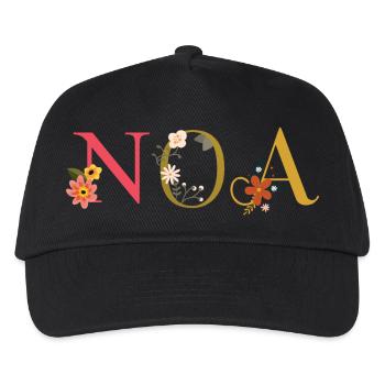 Nom de l’ANO décoré de fleurs - Casquette de baseball Enfant - noir - Devant