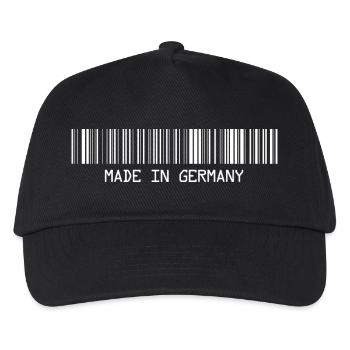 Made in Germany - Deutschland - Barcode - Strichco - Kinder Basecap - Schwarz - Vorne