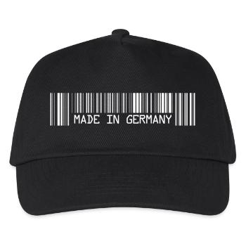 Made in Germany - Deutschland - Barcode - Strichco - Kinder Basecap - Schwarz - Vorne