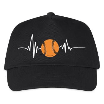 Baseballspieler Herzschlag Baseball - Kinder Basecap - Schwarz - Vorne