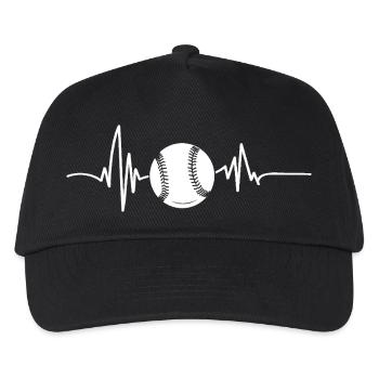 Baseballspieler Herzschlag Baseball - Kinder Basecap - Schwarz - Vorne