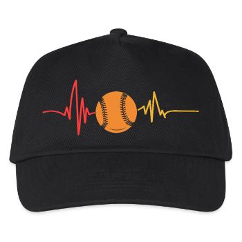 Baseballspieler Herzschlag Baseball - Kinder Basecap - Schwarz - Vorne