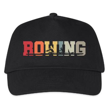 Rowing - Rudern - Ruderer - Ruderin - Aviron - Kinder Basecap - Schwarz - Vorne