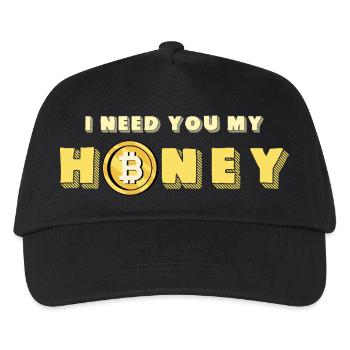 Honig und Bitcoin Design - Kinder Basecap - Schwarz - Vorne