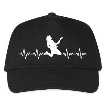 Hard Rock Guitarist Rock Band ECG Heartbeat - Kids’ Baseball Cap - black - Front