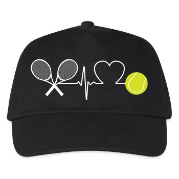 Tennis Herzschlag Tennisspieler - Kinder Basecap - Schwarz - Vorne