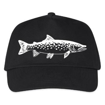 Hecht Raubfisch Jäger Cooles Angler Geschenk Shirt - Kinder Basecap - Schwarz - Vorne