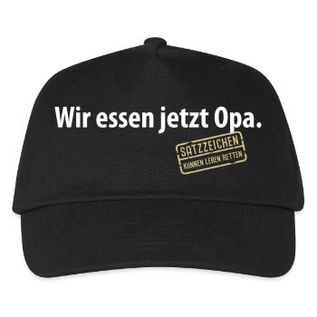Wir essen jetzt Opa Satzzeichen Komma Leben retten - Kinder Basecap - Schwarz - Vorne