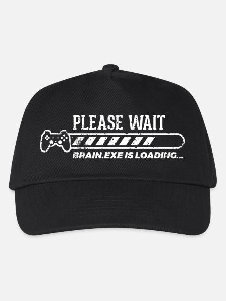 Funny Gamer Gaming Shirt Please Wait - Kinder Basecap - Schwarz
