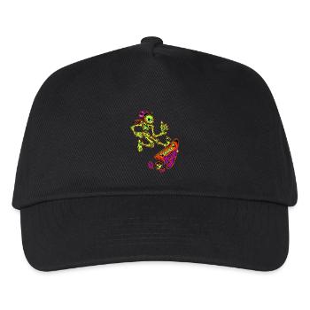 Skateboarding Skeleton Cartoon Design - Kinder Basecap - Schwarz - Vorne