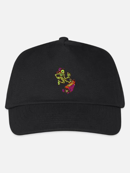Skateboarding Skeleton Cartoon Design - Kinder Basecap - Schwarz