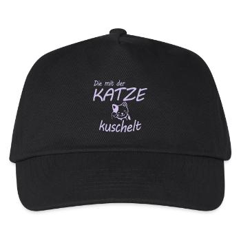 Die mit der Katze kuschelt Geschenk - Kinder Basecap - Schwarz - Vorne